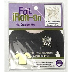 DRITZ 3" Skull Butterfly Gold FOIL IRON-ON 15451 Prym Consumer USA 2006 NIP NEW